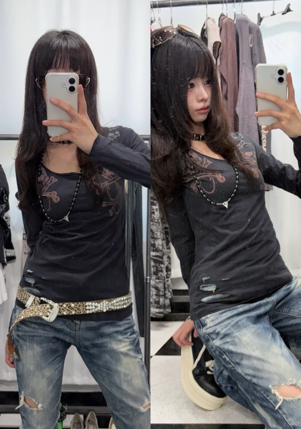 🎸블랙 스컬 프린팅 롱슬리브🎸 상품이미지1