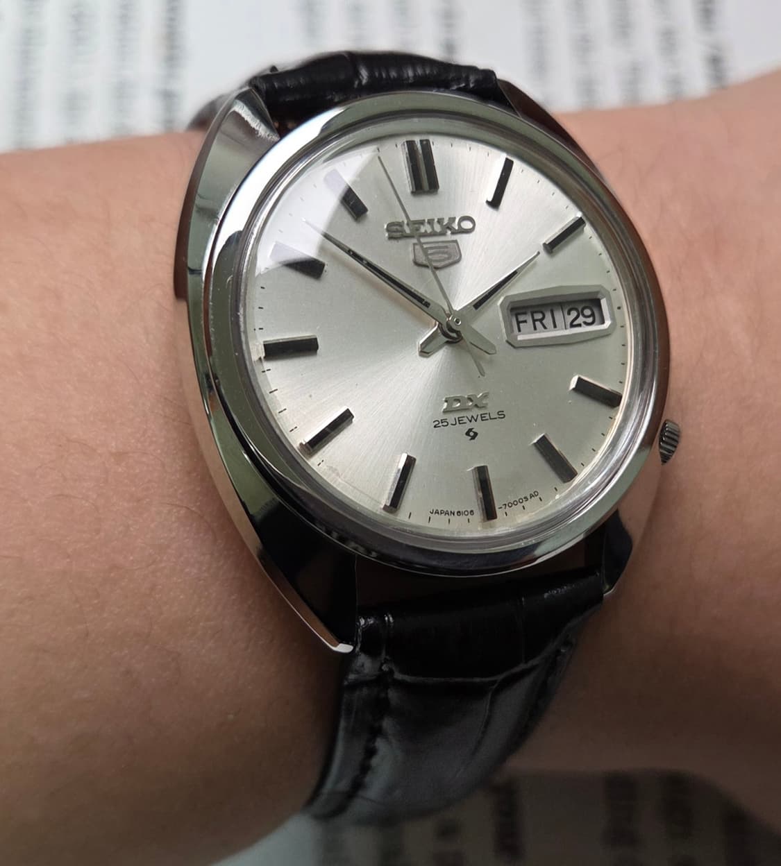 빈티지 세이코 DX 실버다이얼 칼침핸즈 데이데이트 6106 오토매틱  상품이미지8