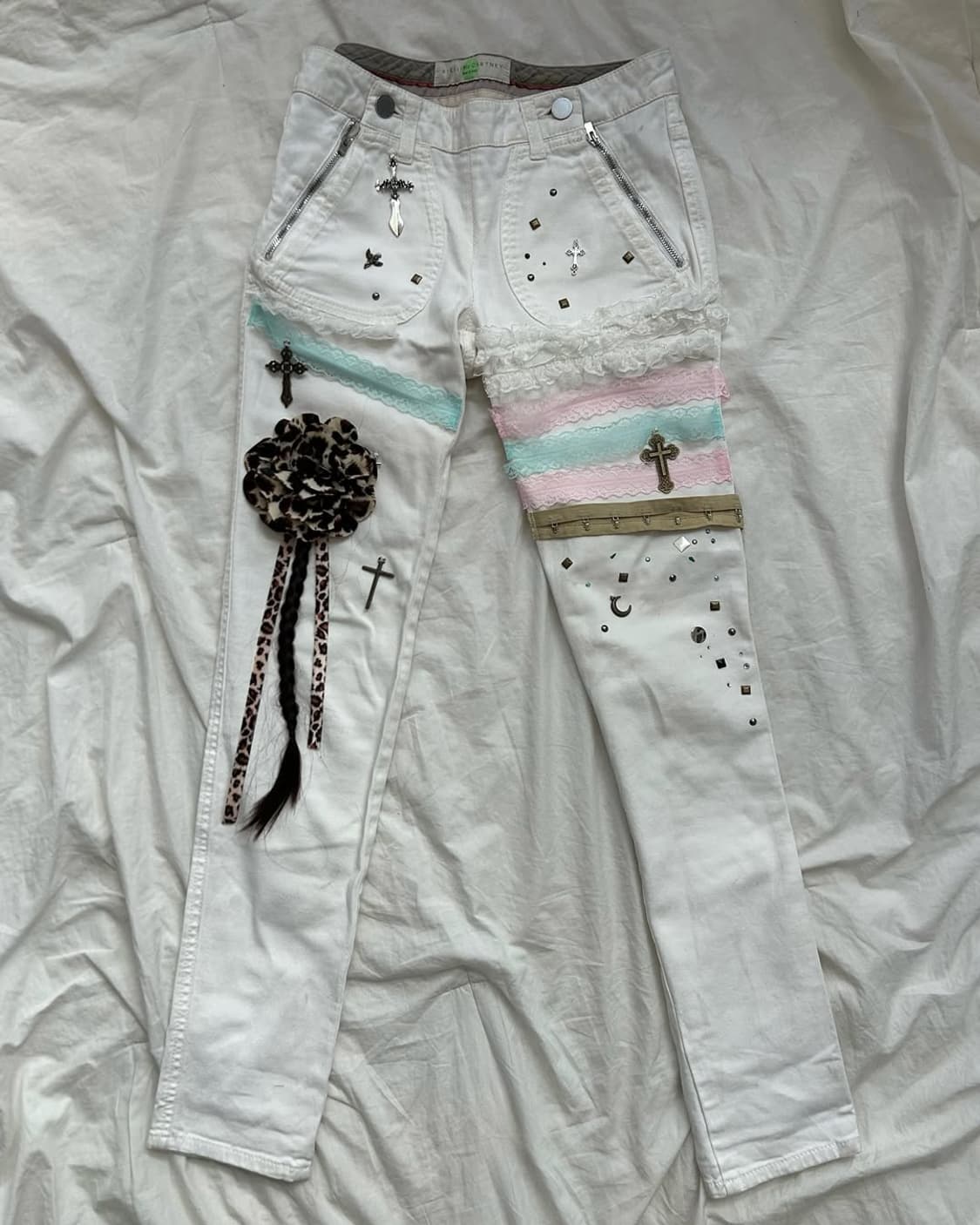 White lace trim pants 상품이미지5