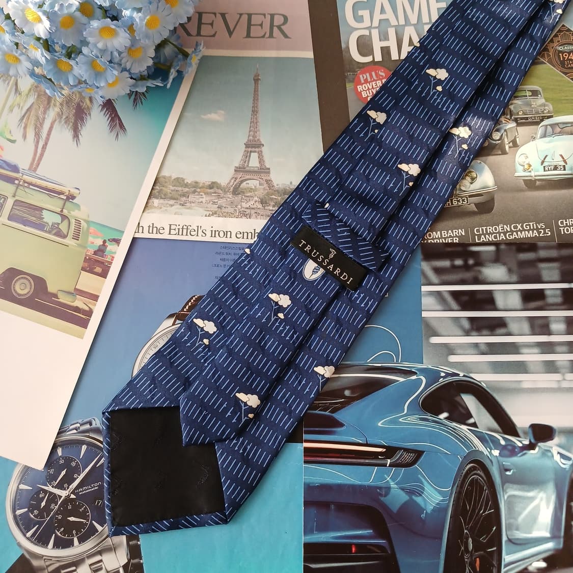 트루사르디 블루 플로럴 라인 실크 넥타이 10cm A+등급 K19189
 상품이미지4