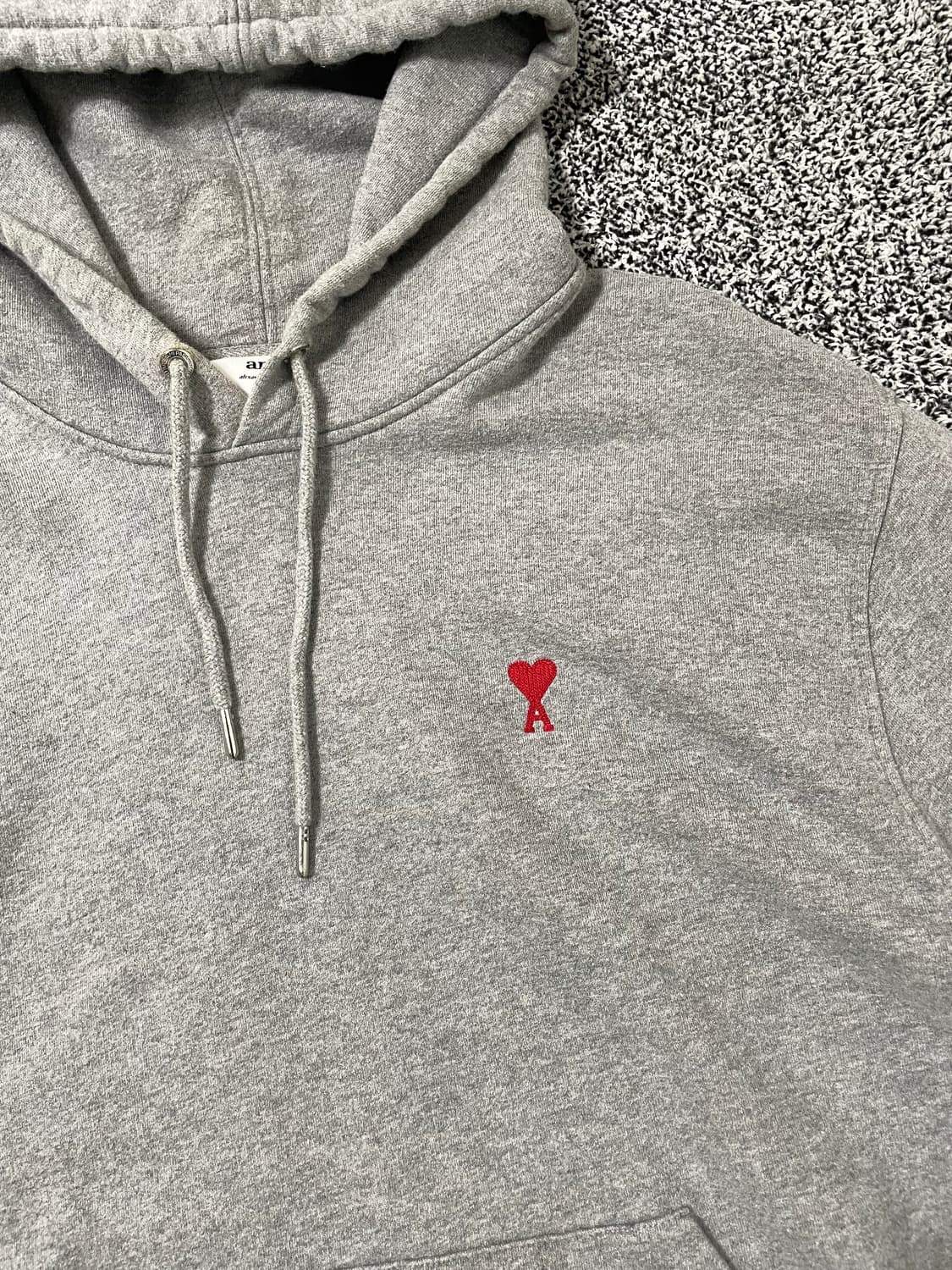 빈티지9. 아미 AMI 스몰 하트 로고 후드티 후디 스웻셔츠 그레이 상품이미지2