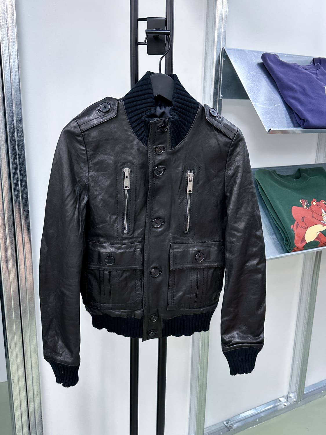 black pocket leather jacket 상품이미지2