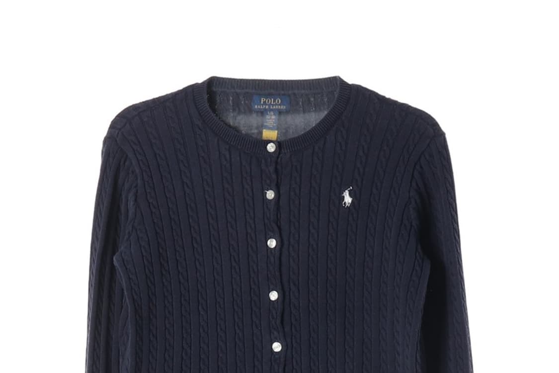 폴로 랄프로렌 네이비 케이블 니트 가디건 L 12-14 상품이미지3