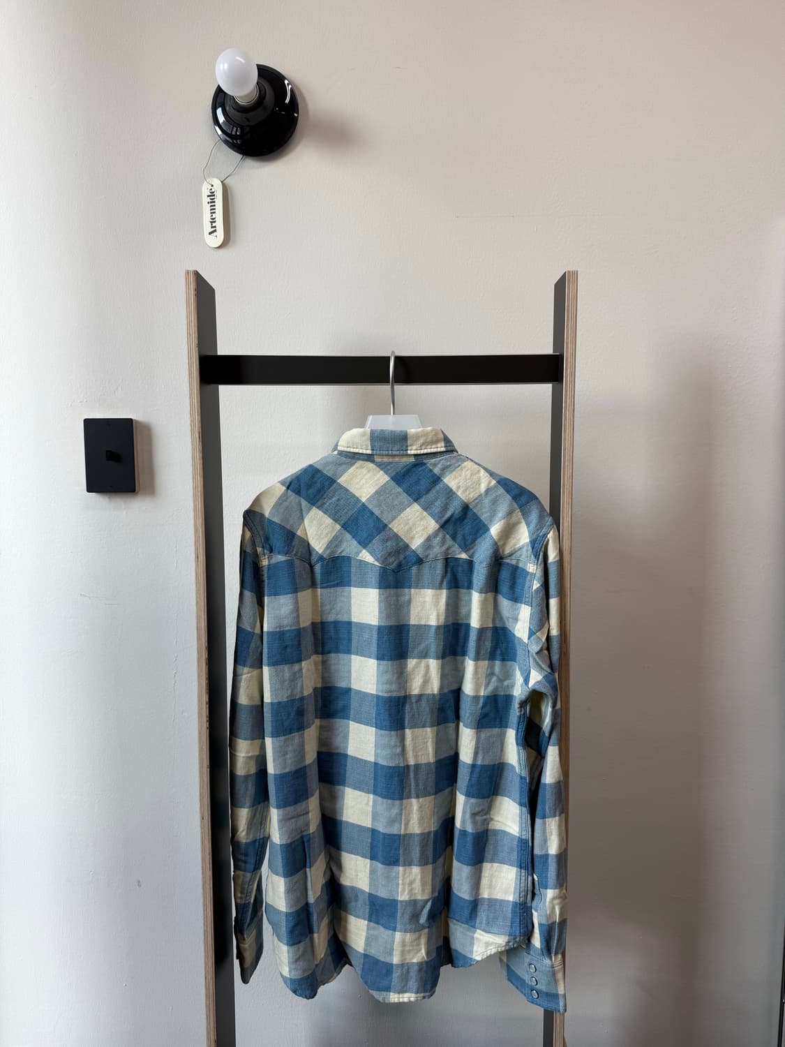 RRL 더블알엘 플래드 웨스턴 셔츠 인디고 크림 상품이미지4