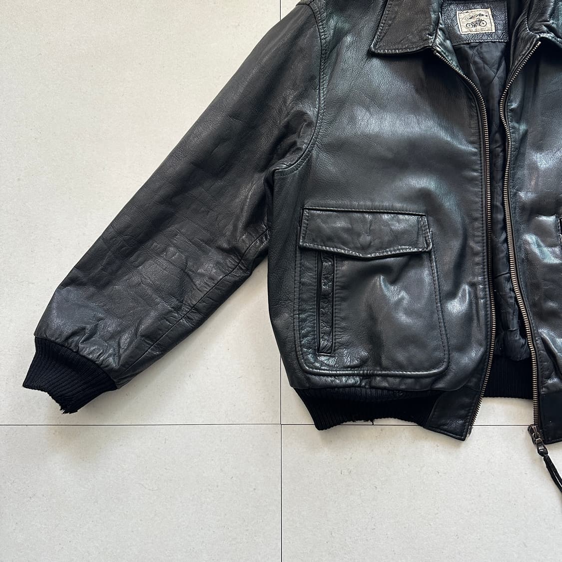 프랑스생산 A-2 GEAR 빈티지 가죽 항공점퍼 XL (riri지퍼)  상품이미지4