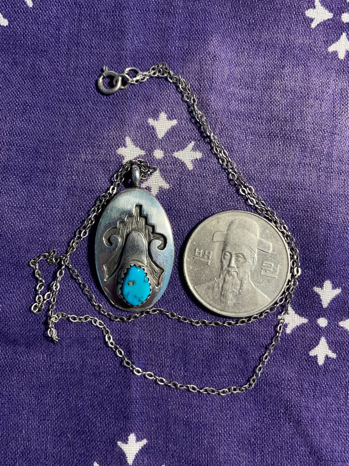 Navajo Silver 925 Turquoise Necklace 상품이미지5