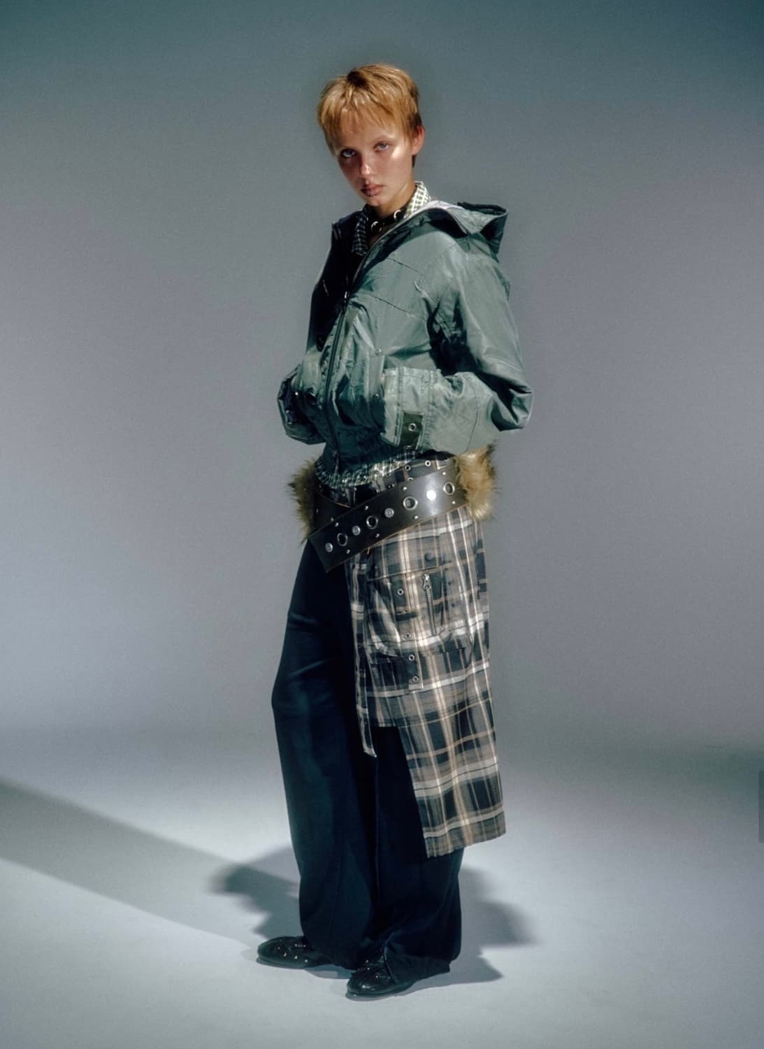 [vacant archive] 아제스 레이어드 롱 스커트 그레이 상품이미지1