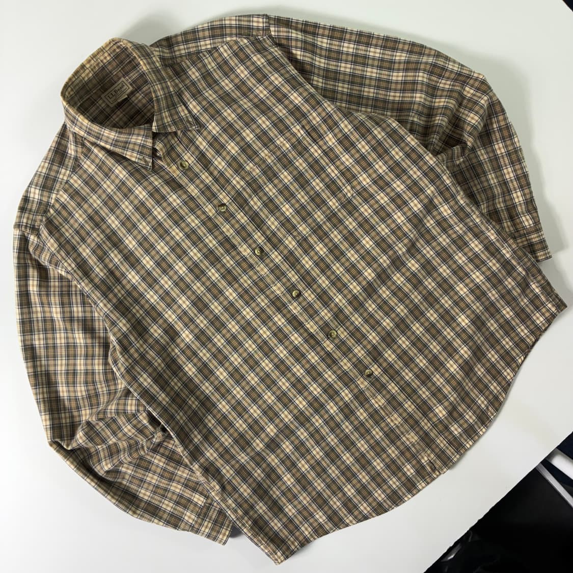 L.L bean  엘엘빈 코튼 포켓 베이지 체크 셔츠  상품이미지2