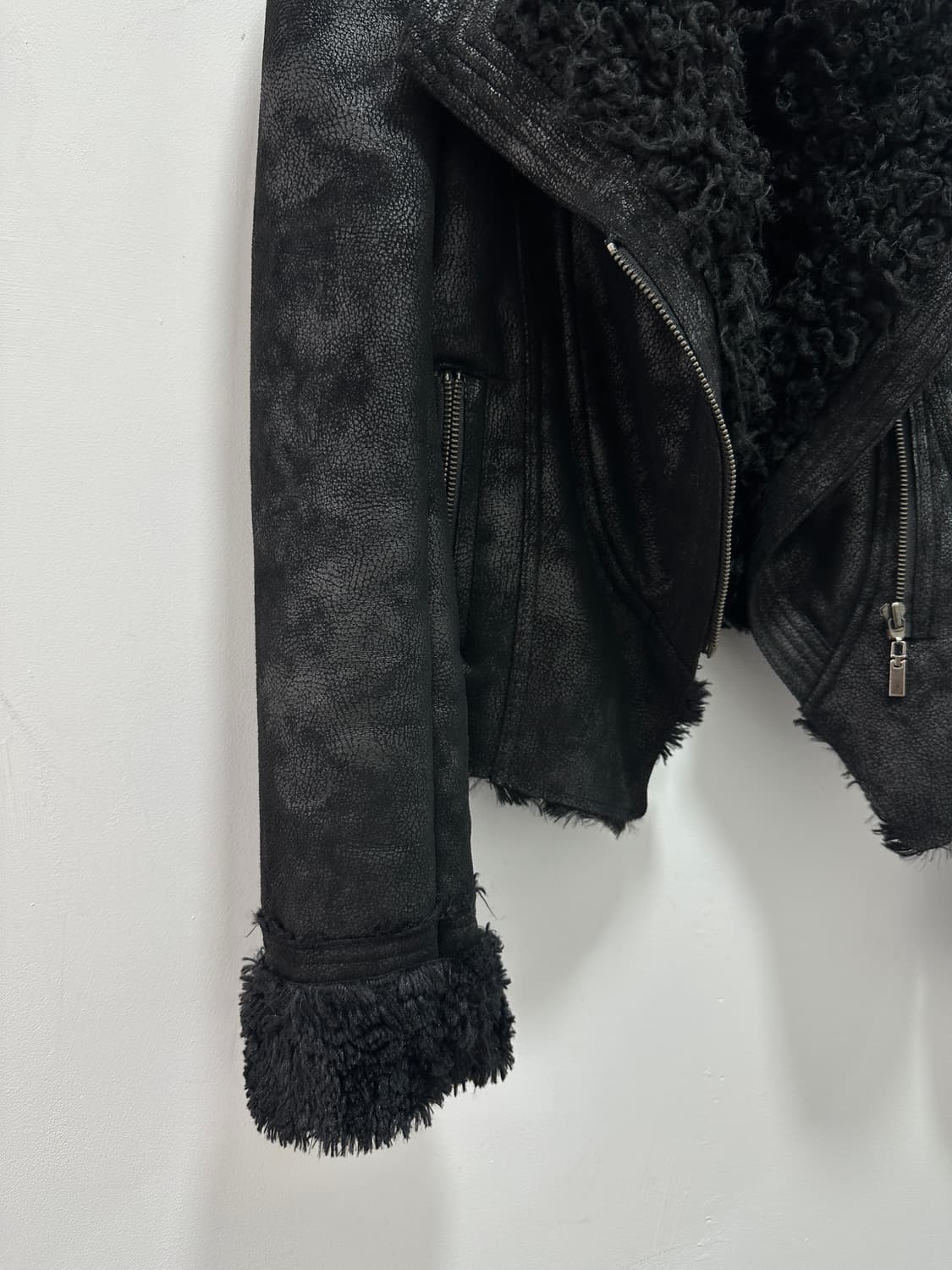 Asymmetric drape fur faux jacket 상품이미지7