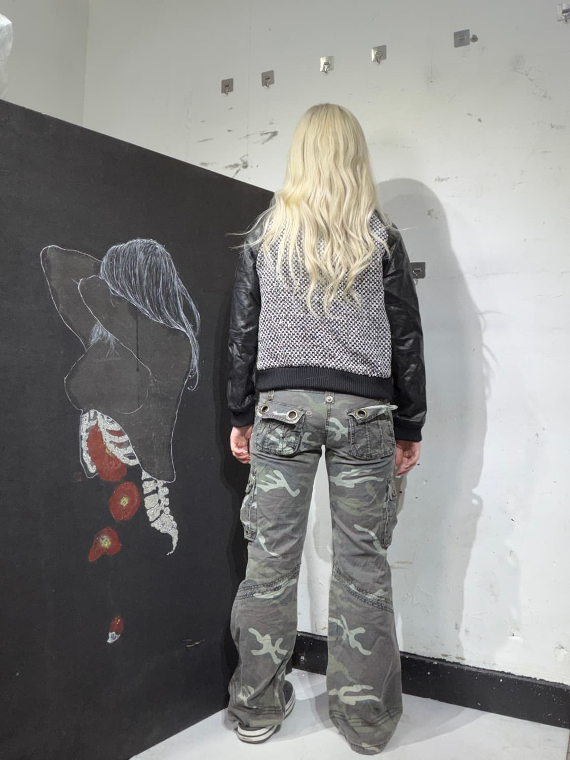 랑방 모노크롬 트위드 레더 가죽자켓 블루종 36 상품이미지6