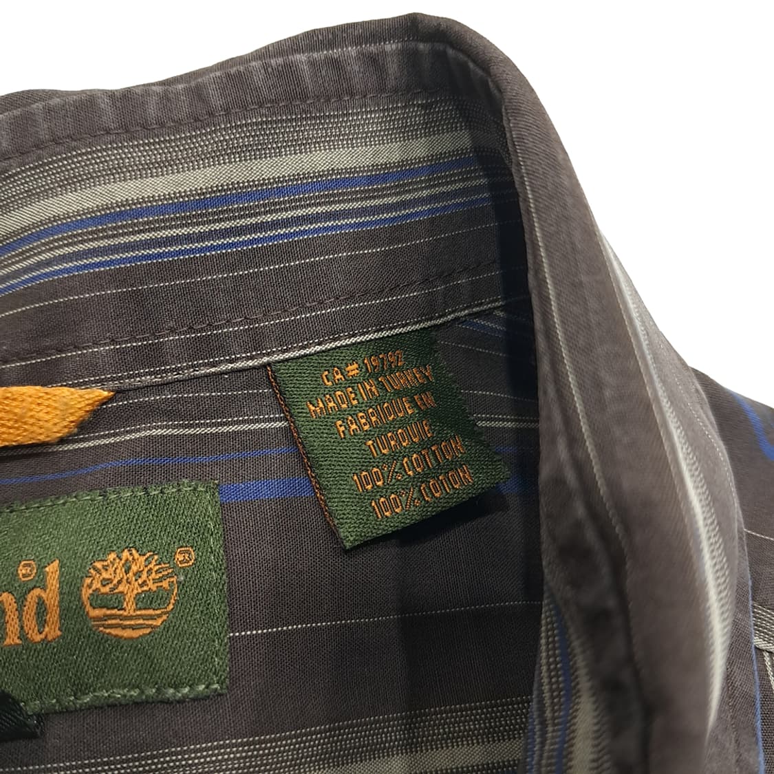 CL494 L 팀버랜드 90s 터키판 코튼 스트라이프 브라운 셔츠 남방 상품이미지4