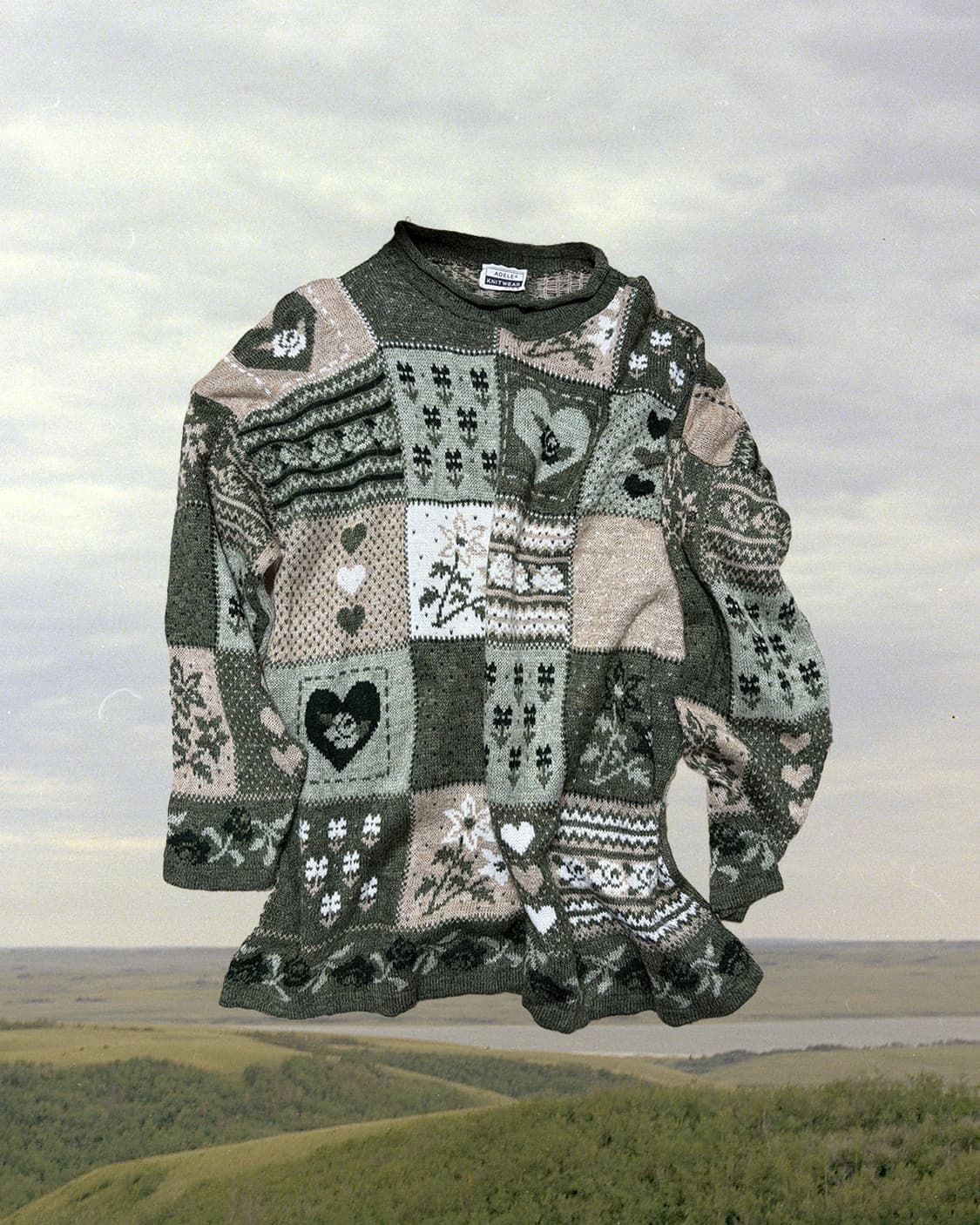 90s USA 빈티지 패치워크 스웨터 상품이미지1