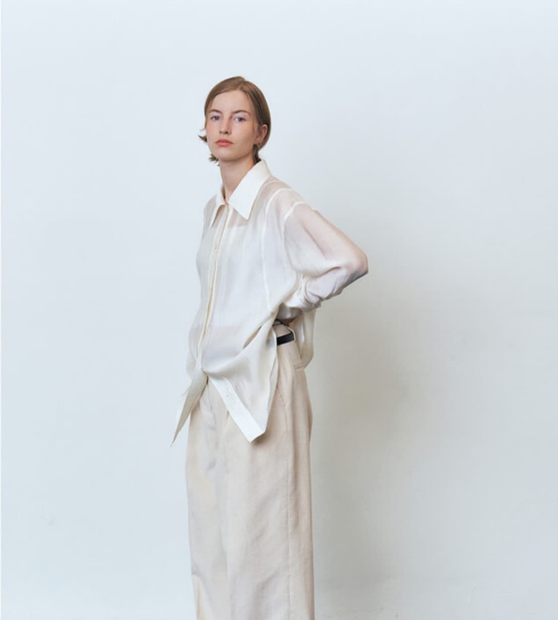 새상품) 모한 mohan 암홀 스티치 루즈핏 셔츠 블라우스 아이보리 M 상품이미지5