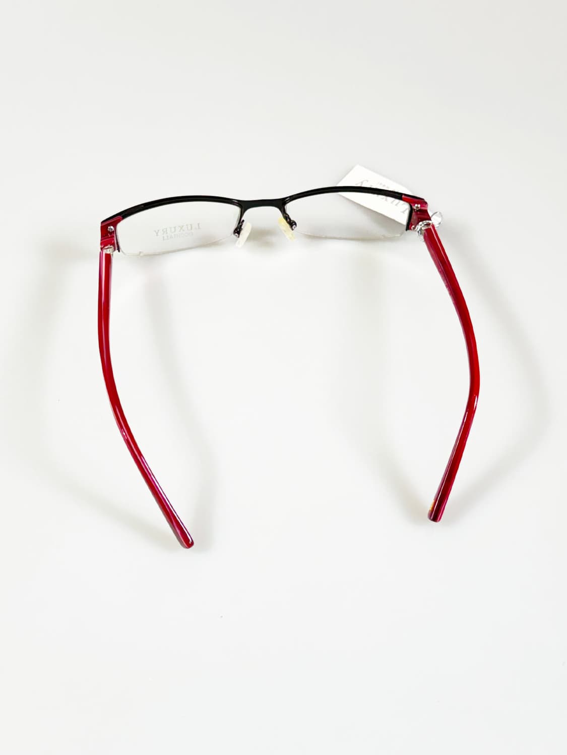 LUXURY Occhiali 반무테 스퀘어 레드 메탈 빈티지 안경 상품이미지5