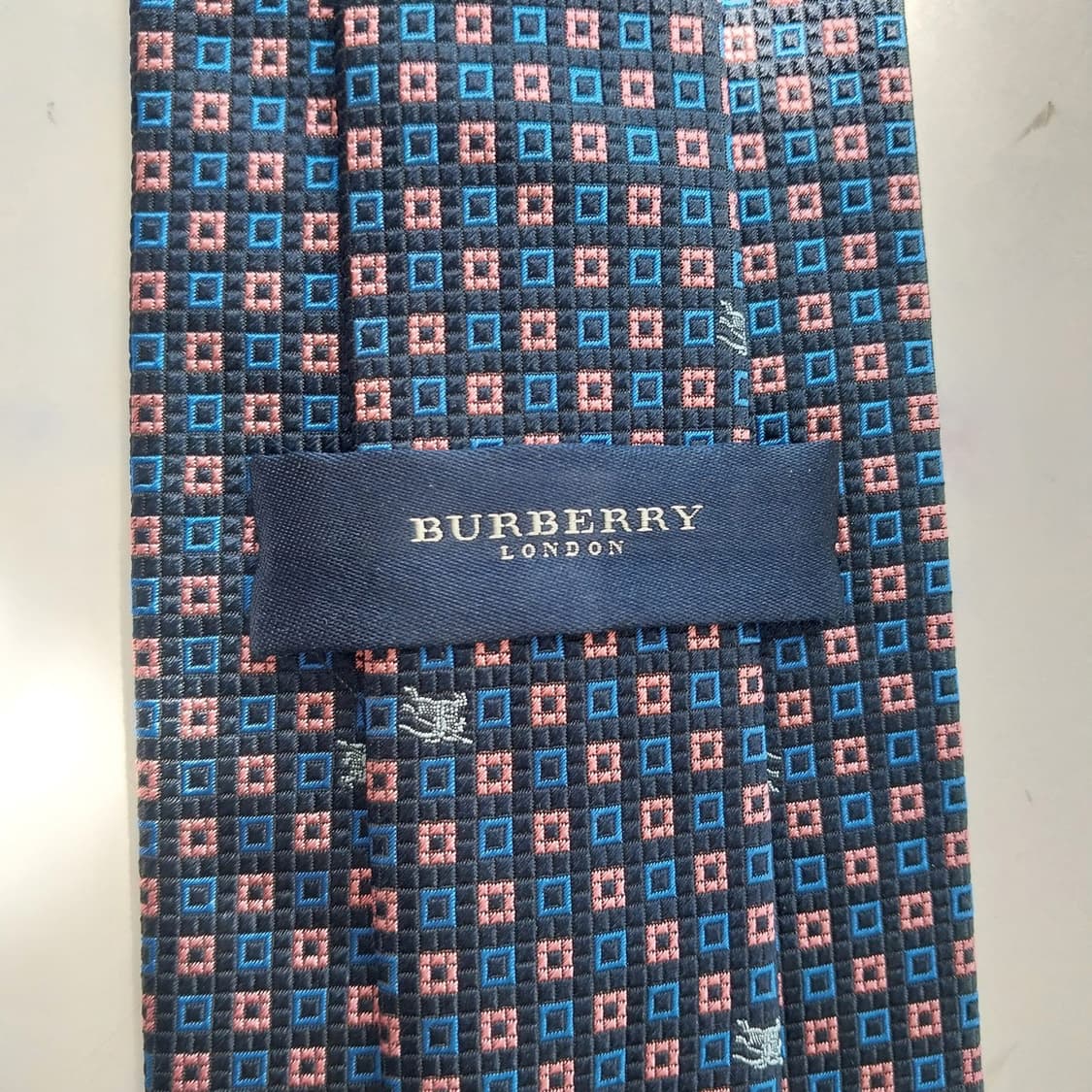 버버리 네이비 체크 자카드 넥타이 9.5cm S~A+등급 K2538 상품이미지8