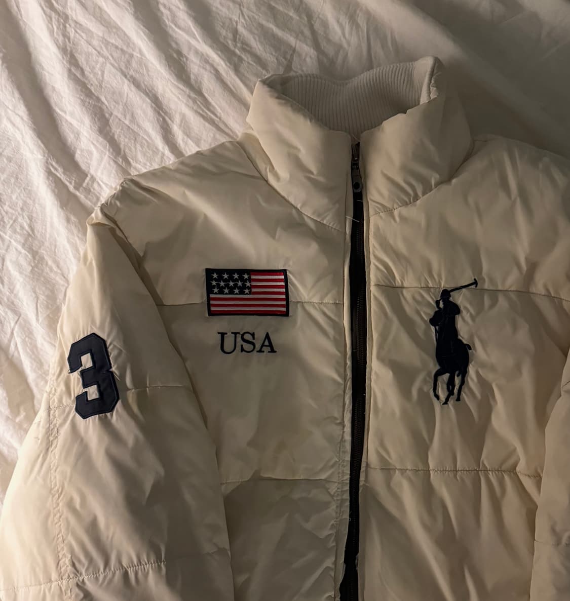 폴로 빅포니 성조기 패딩 아이보리 상품이미지1