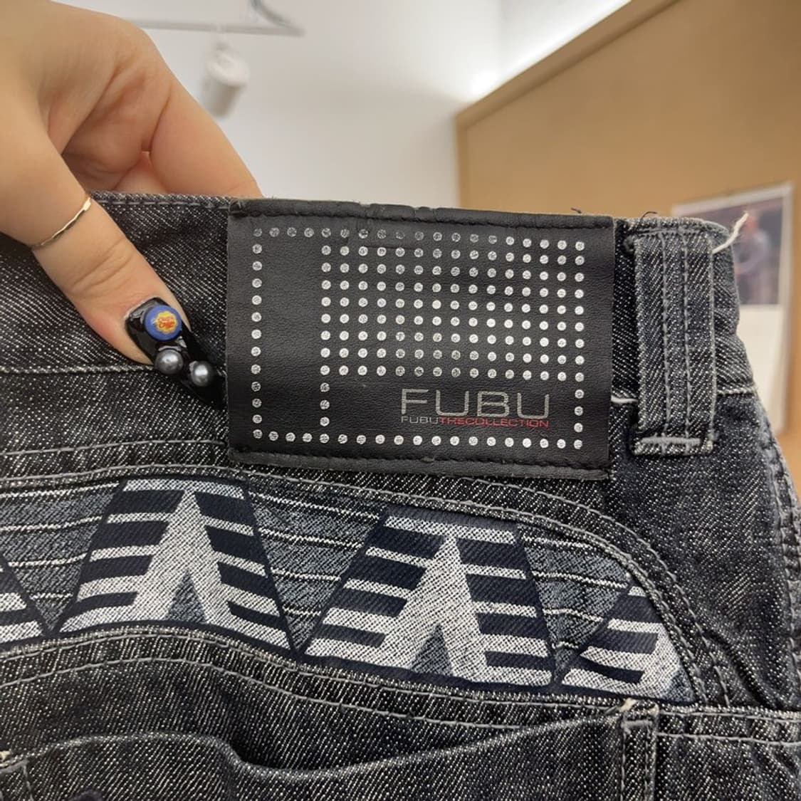 푸부 FUBU 올드스쿨 히피 에스닉 패턴 데님팬츠 35인치 C08751 상품이미지5