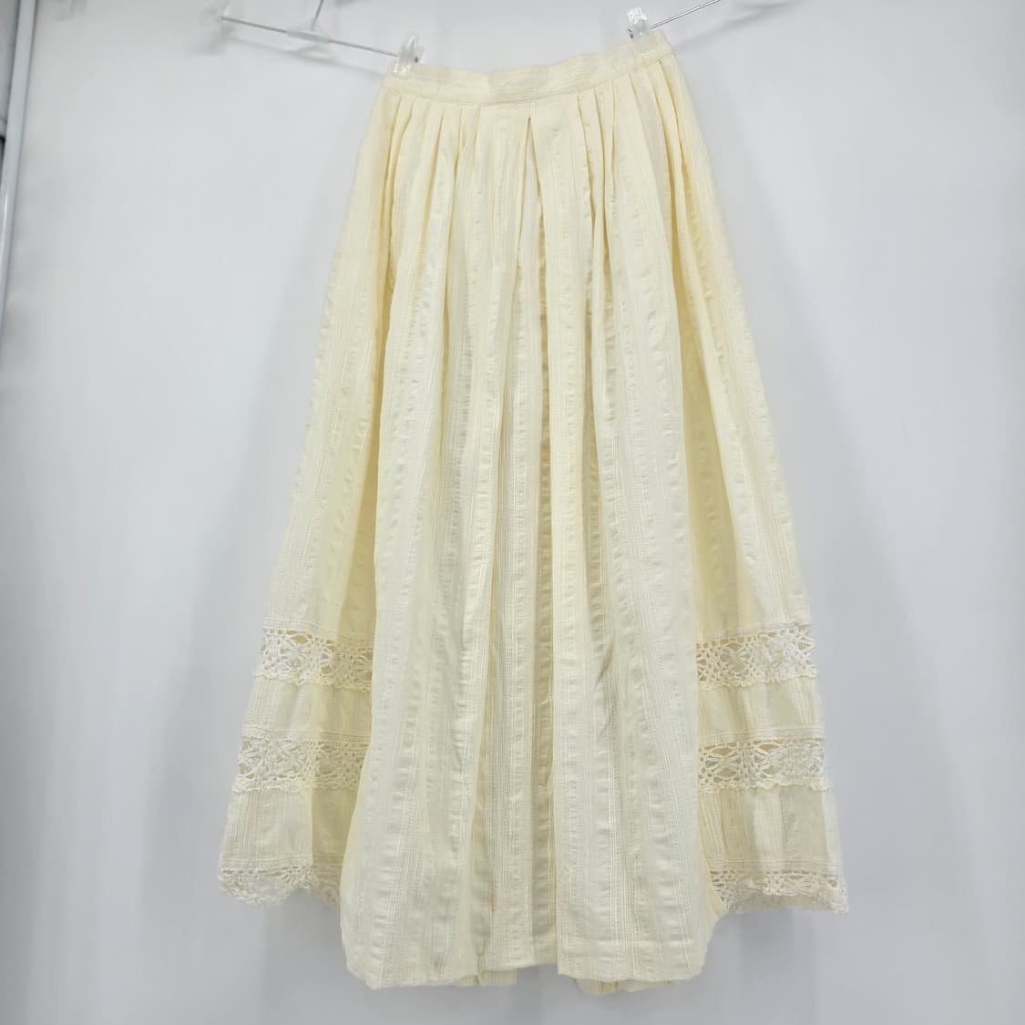 MEICO 레이스 롱 스커트 버튼 빈티지 스커트 아이보리 여성 스커트 상품이미지3
