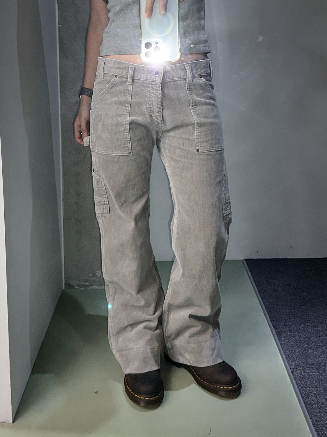 soft warm gray corduroy flare pants 상품이미지1