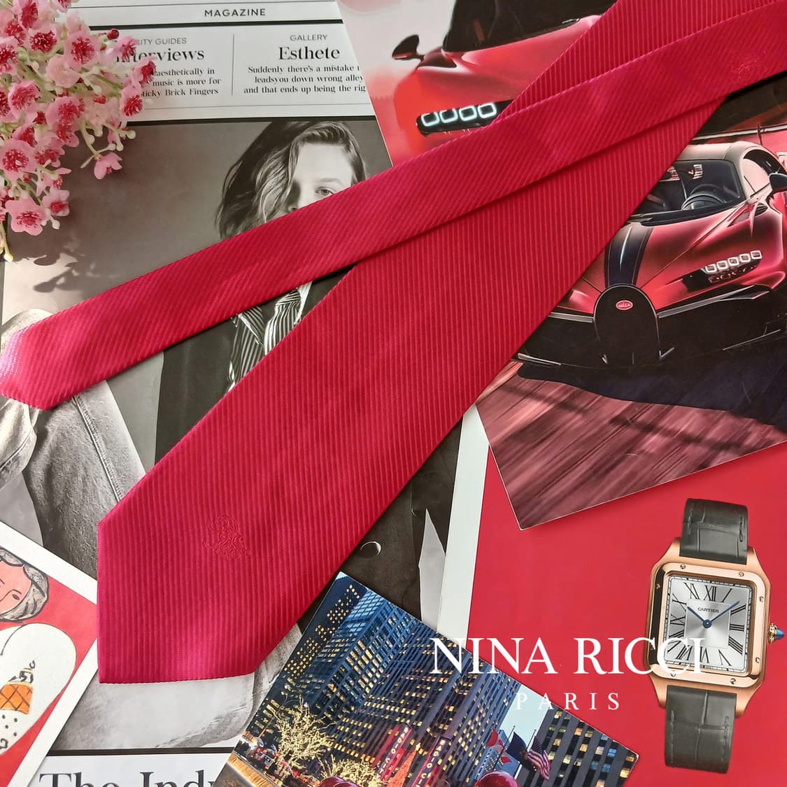 니나리치 실크 레드 솔리드 넥타이 9cm A+등급 A19248
 상품이미지1