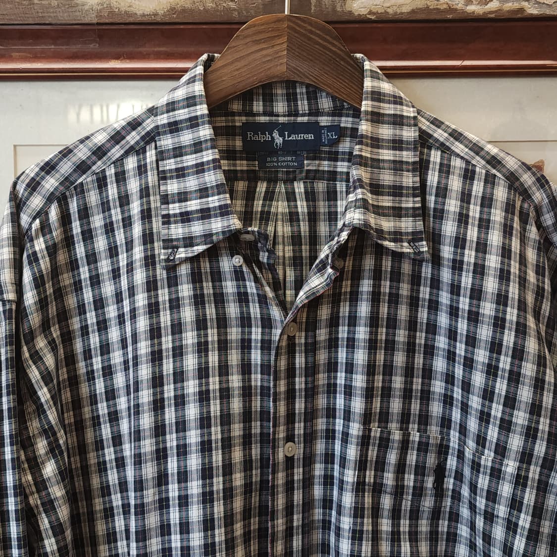 90s 폴로 빅셔츠 체크셔츠 아메리칸 옥스포드 XL 상품이미지4