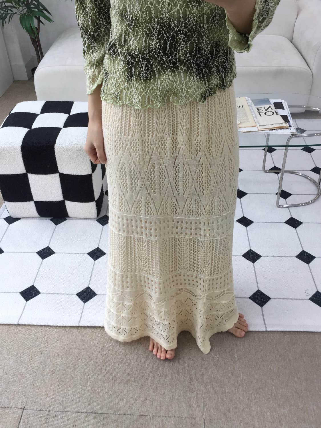 니트 펀칭 스커트 상품이미지7