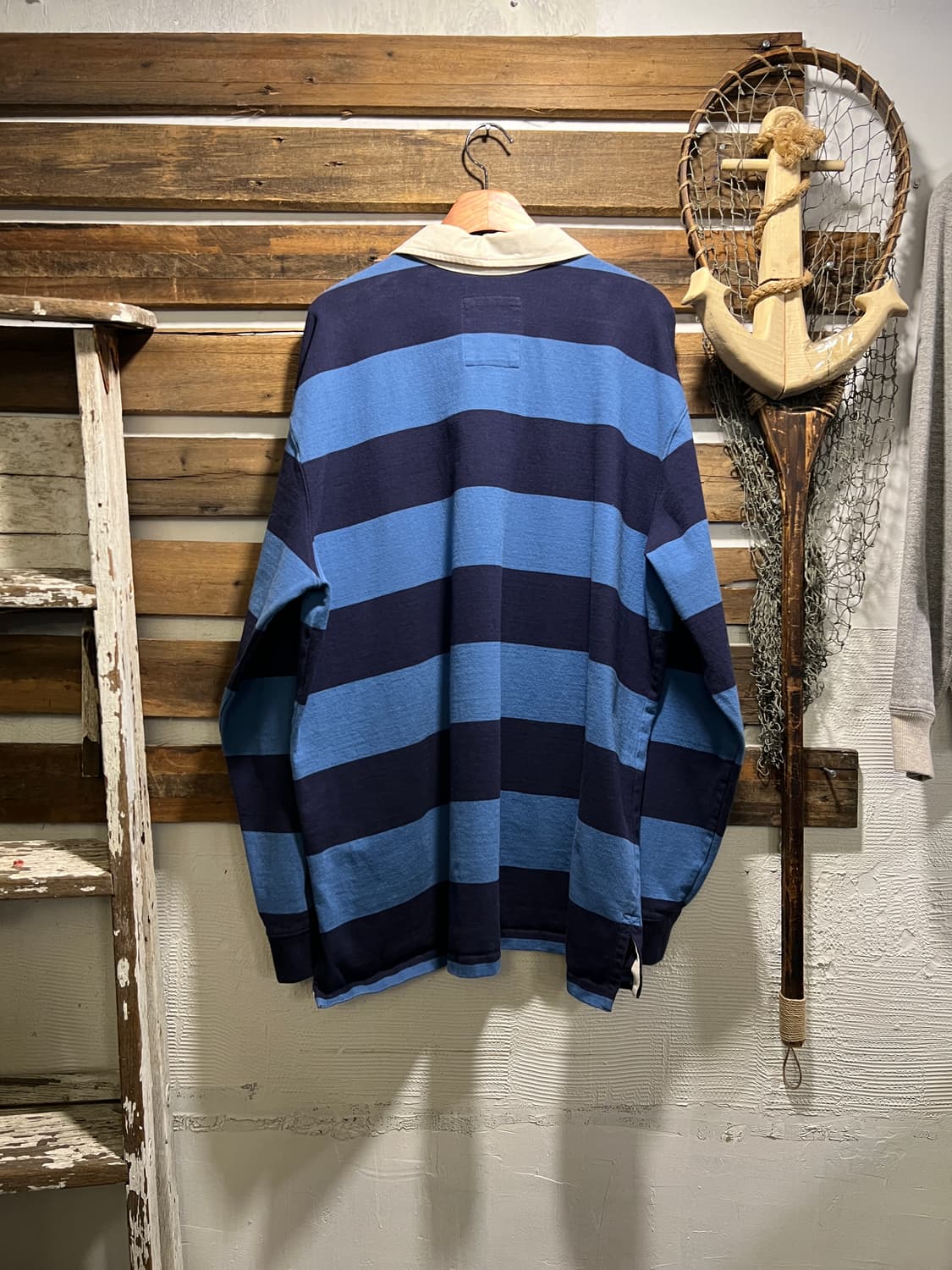 [2XL]L.L.Bean 엘엘빈 파스텔블루 네이비 스트라이프 럭비 티셔츠 상품이미지8