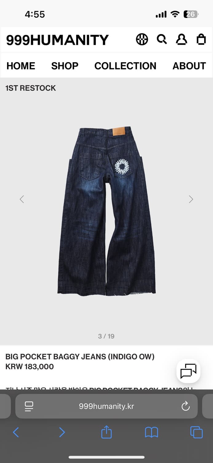 999humanity BIG POCKET BAGGY JEANS (INDI 상품이미지3