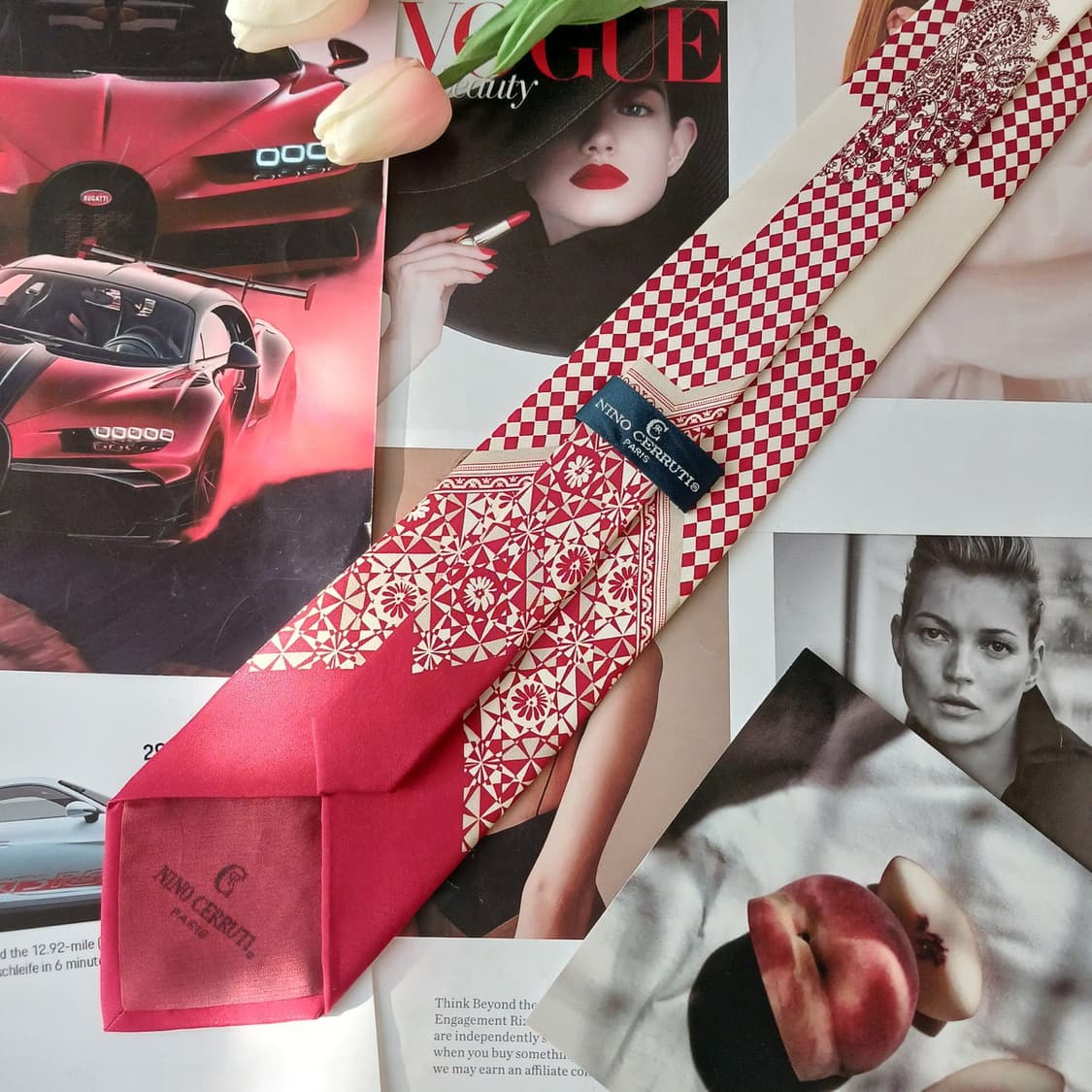 니노 세루티 실크 레드 패턴 넥타이 9.7cm A+등급 A19325
 상품이미지6