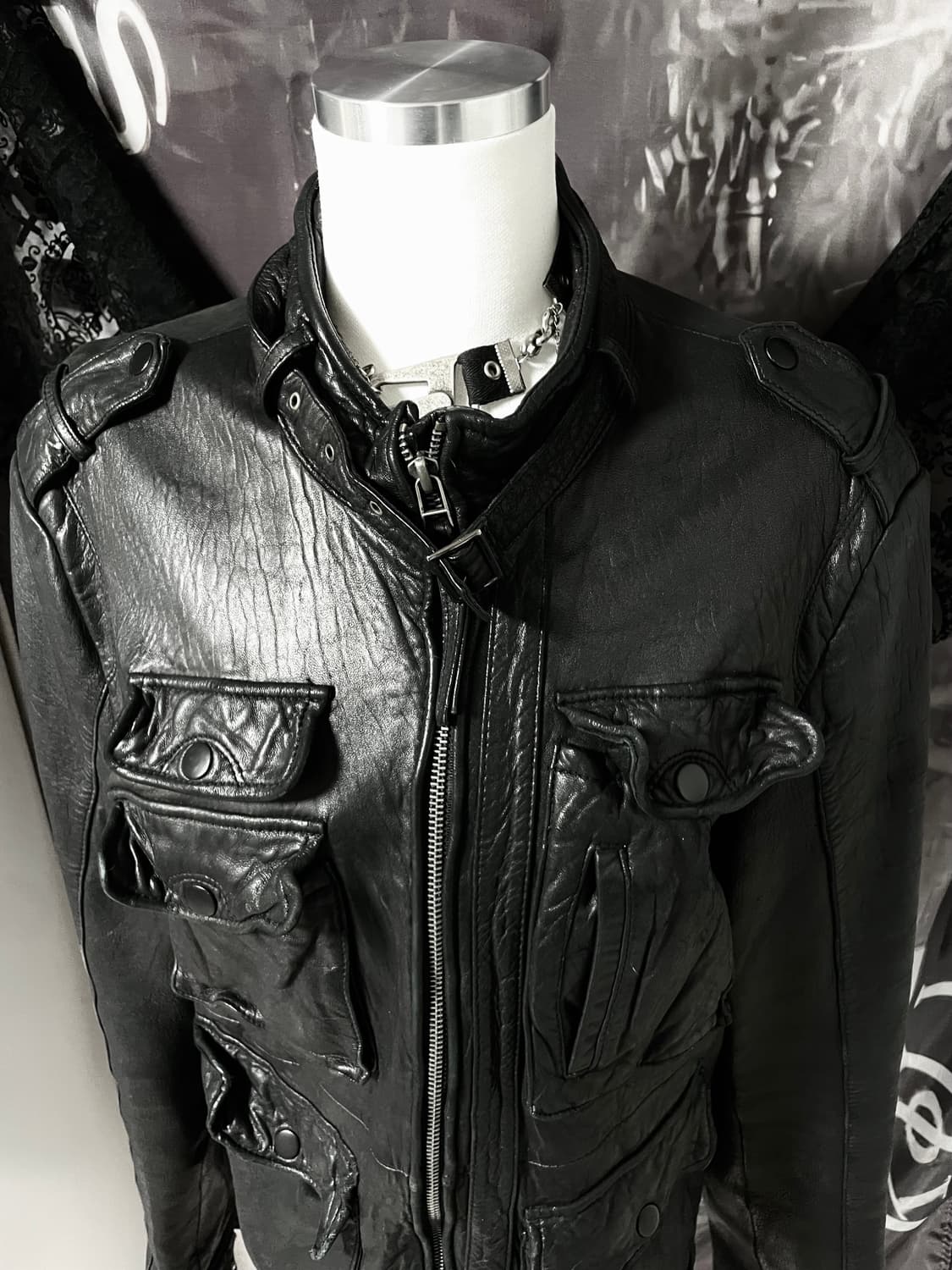 ITALY Sheepskin 벨티드포켓레더자켓 양가죽디올에디슬리먼st 상품이미지5