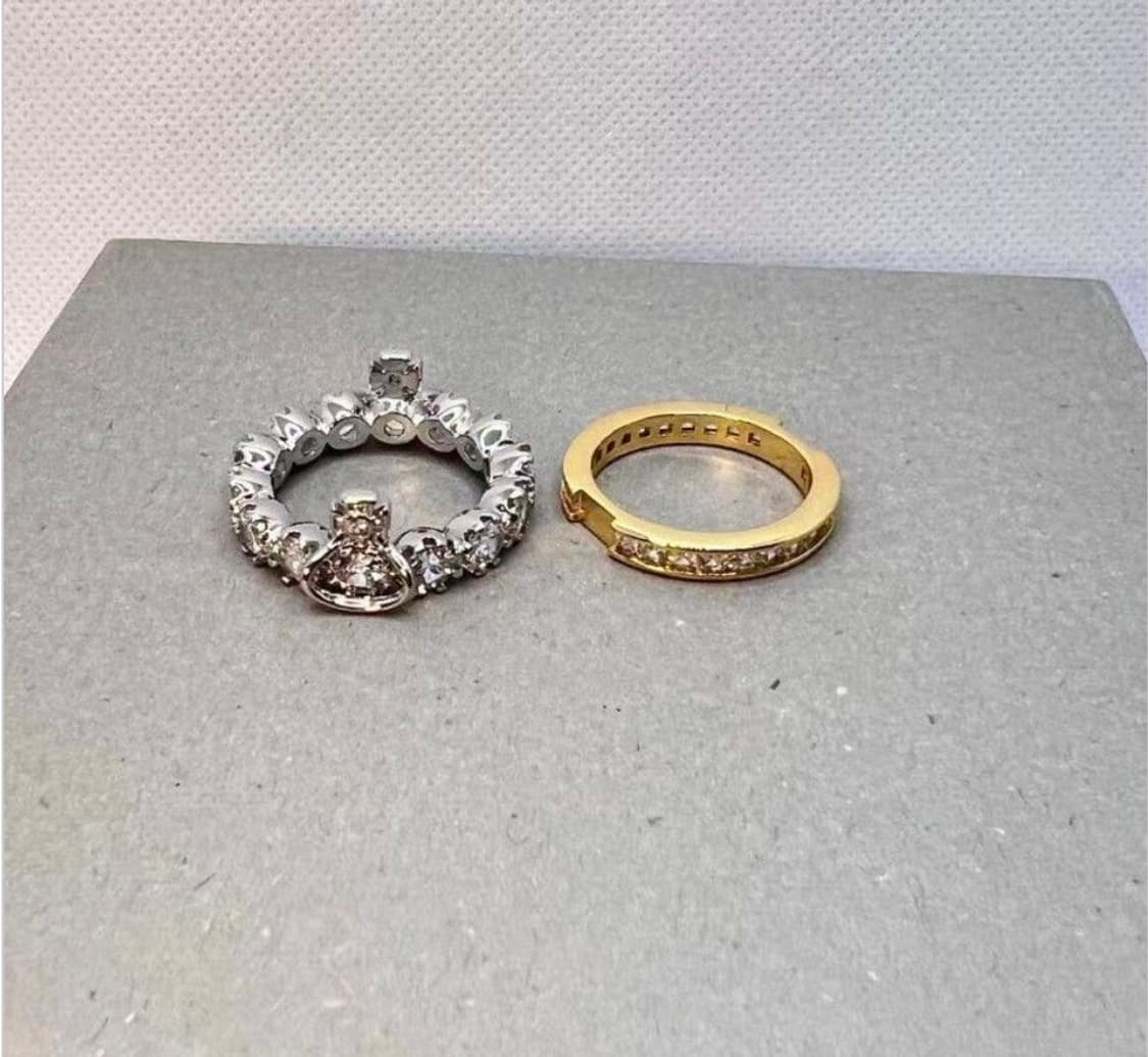 비비안웨스트우드 아카이브 큐빌크리스탈 골드실버 2단링 반지 상품이미지10