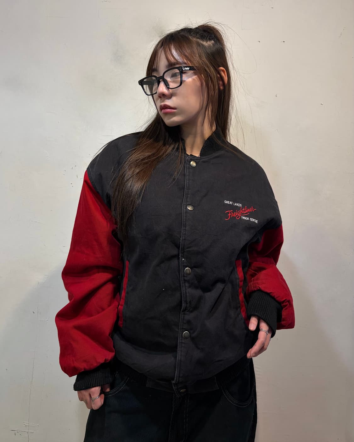 90s vintage red denim stadium varsity jk 상품이미지3