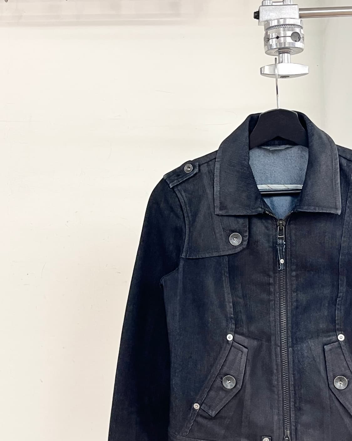 아르마니 익스체인지 블랙 데님 바이커 집업 자켓 상품이미지3