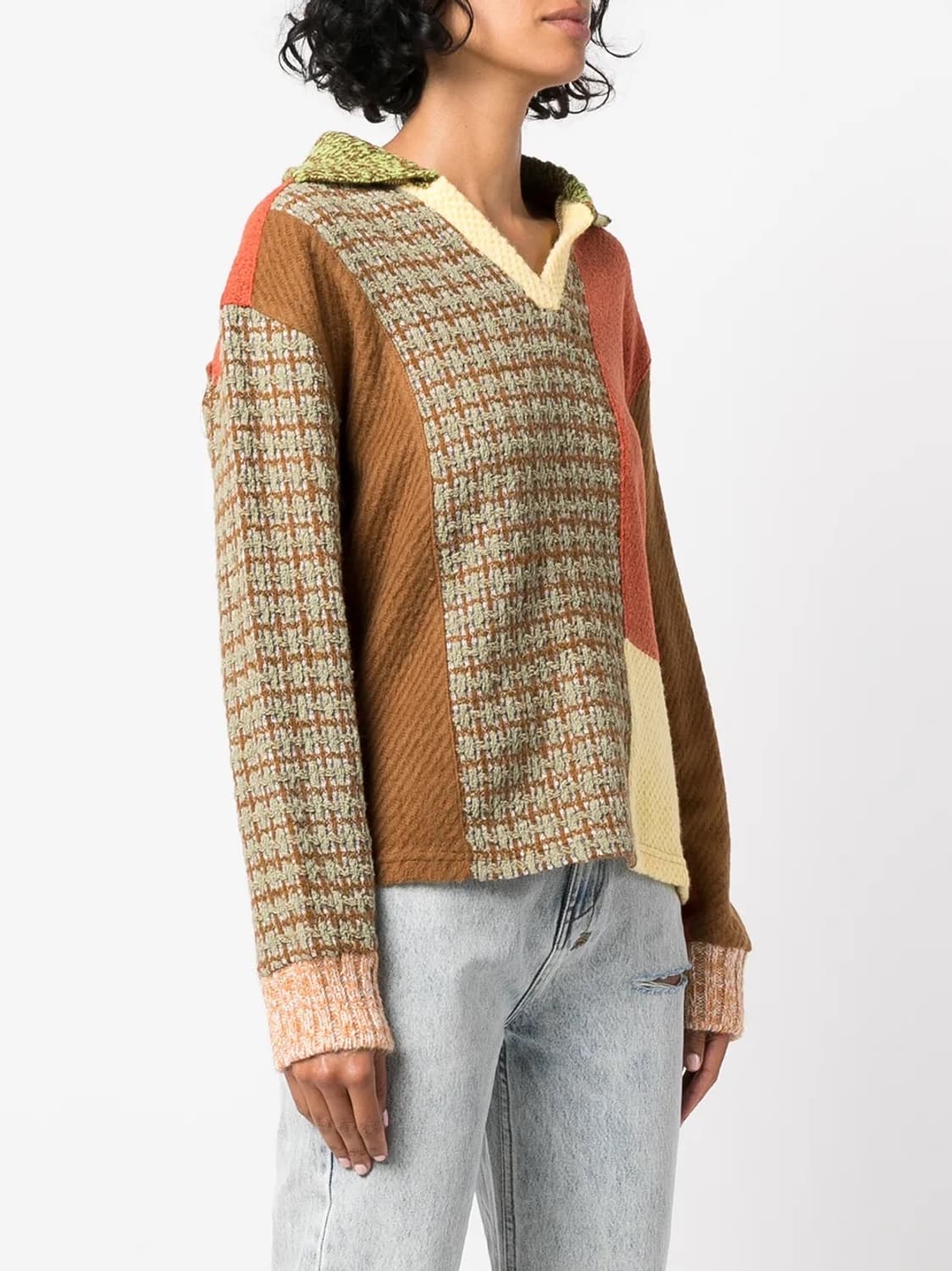 앤더슨벨 시에나 패치워크 니트 폴로 스웨터 S 정가 922,000원 실착 상품이미지3