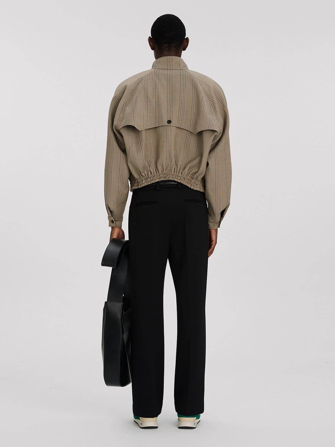 렉토 글렌체크 해링턴 숏 울 자켓 블루종 M 상품이미지2