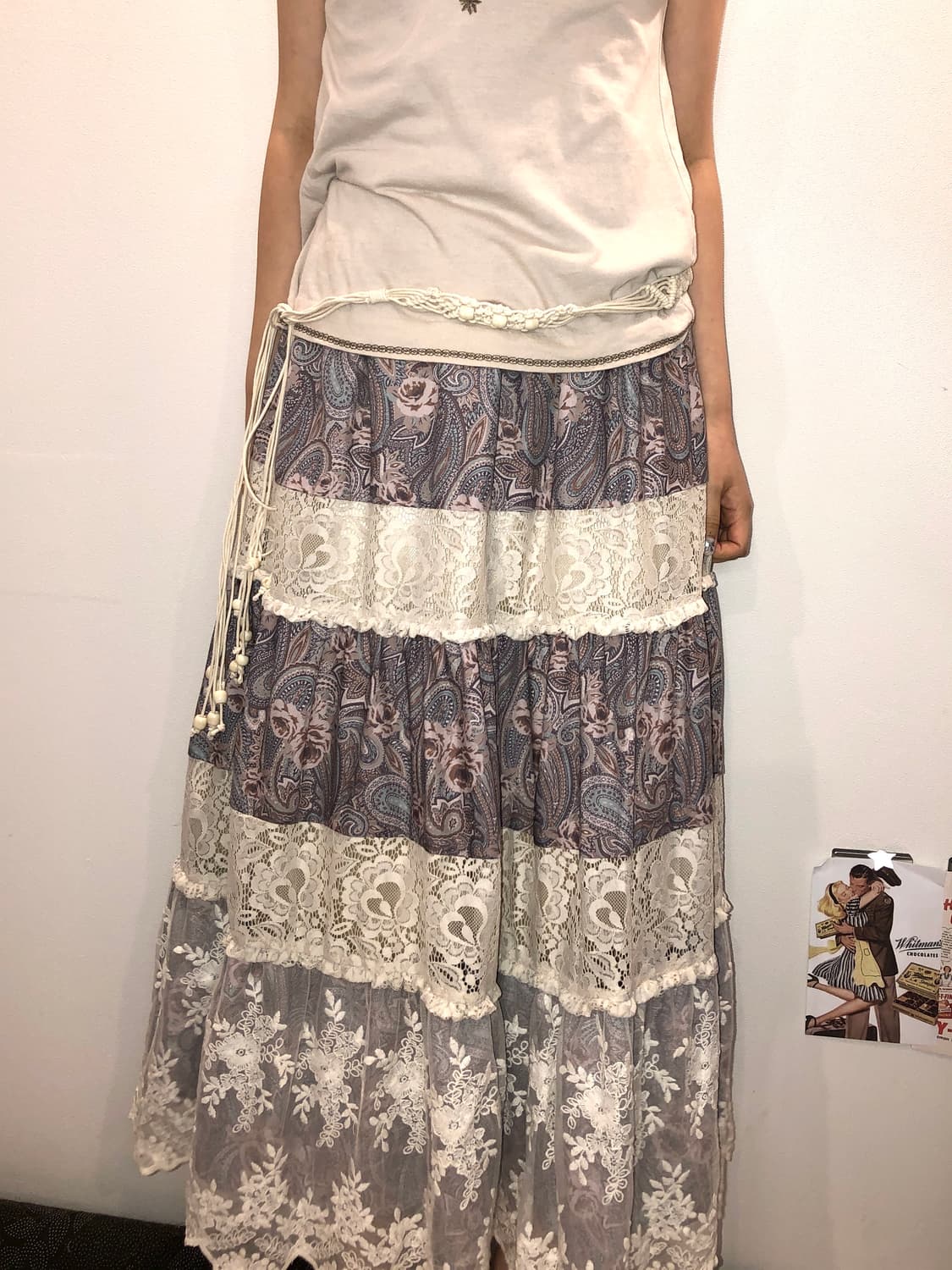 jpn vintage 보헤미안 레이스 맥시스커트 상품이미지1