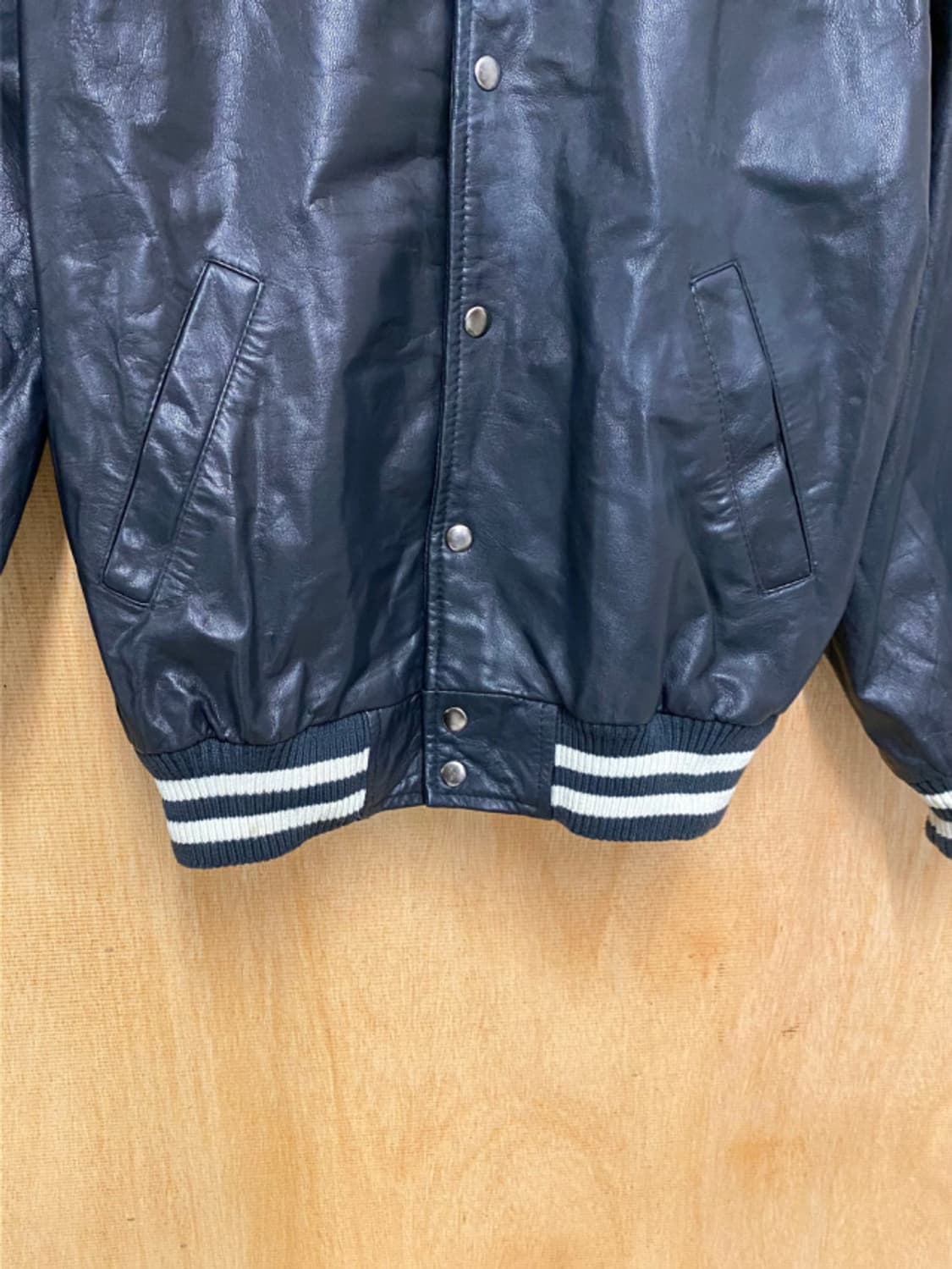 90~00's VTG leather varsity jacket 상품이미지7