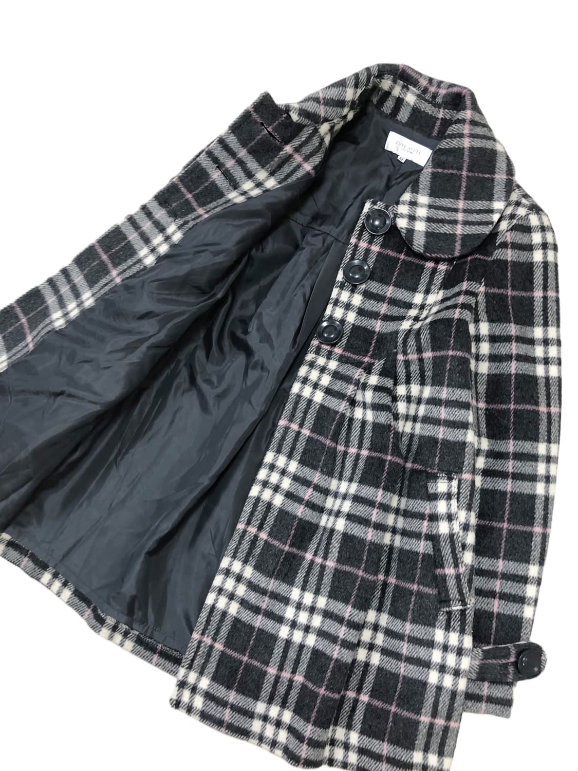 빈티지 미디 체크 코트 상품이미지10
