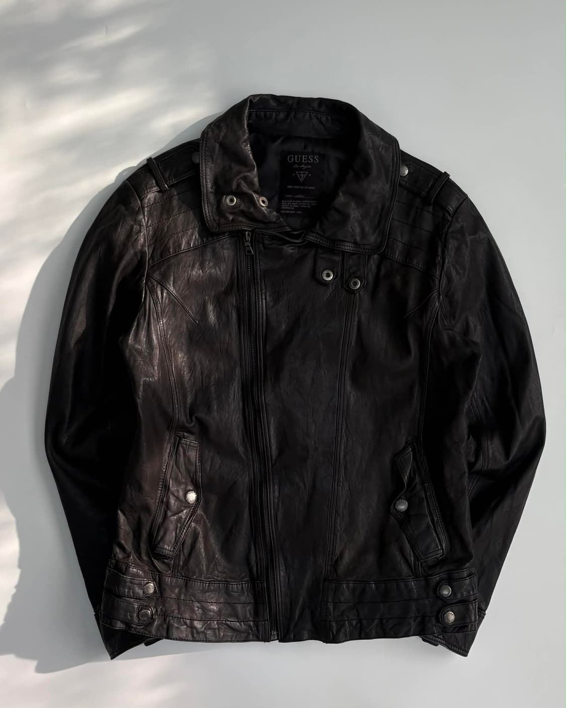 [XL] 빈티지 게스 양가죽 하이넥 라이더 자켓 상품이미지1