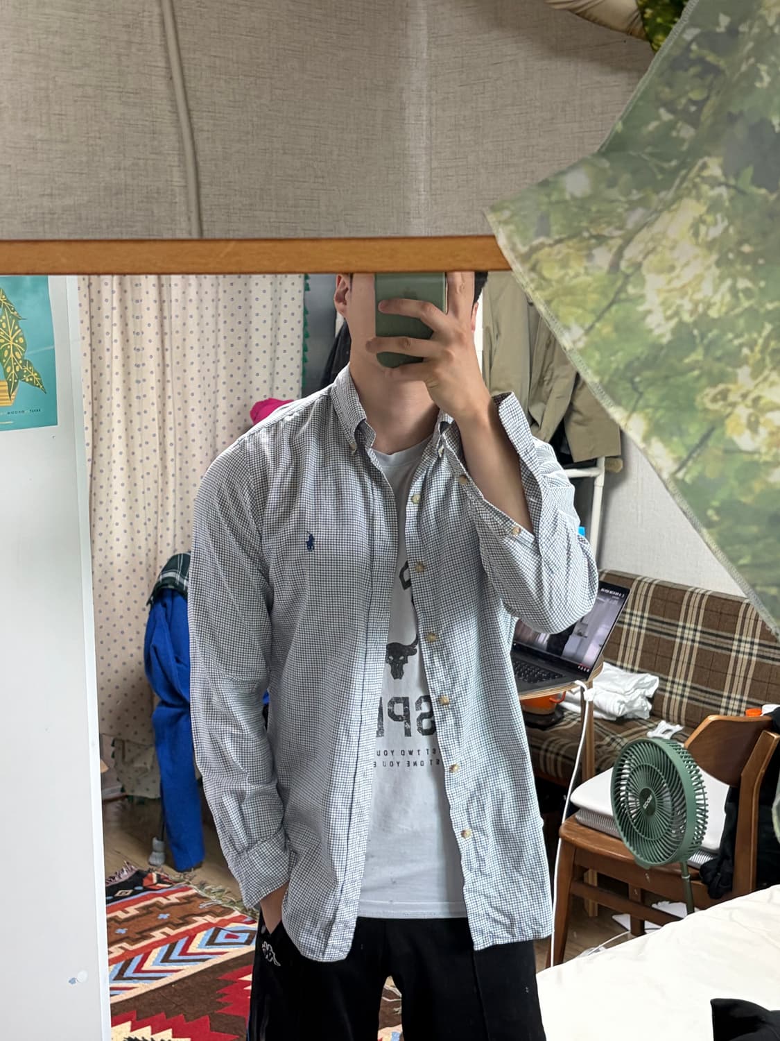 폴로 랄프로렌 슬림핏 포플린 버튼다운 체크 셔츠 상품이미지8
