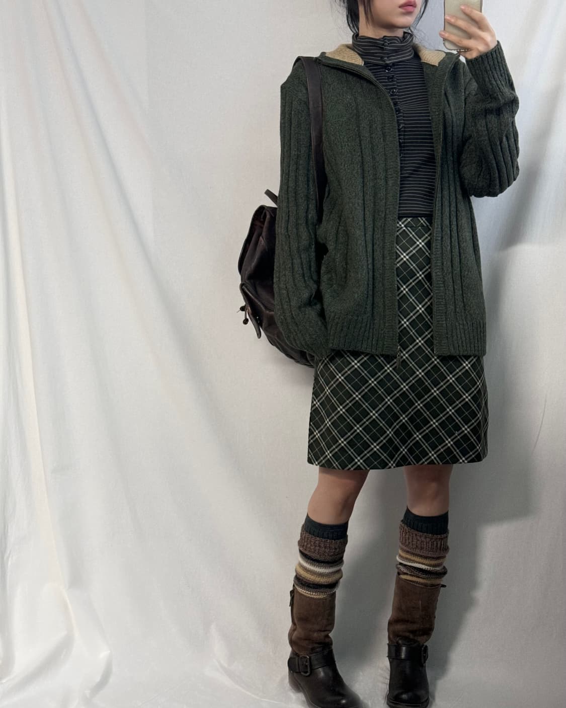 하이 넥 울 블렌디드 니트 집업 가디건 상품이미지3