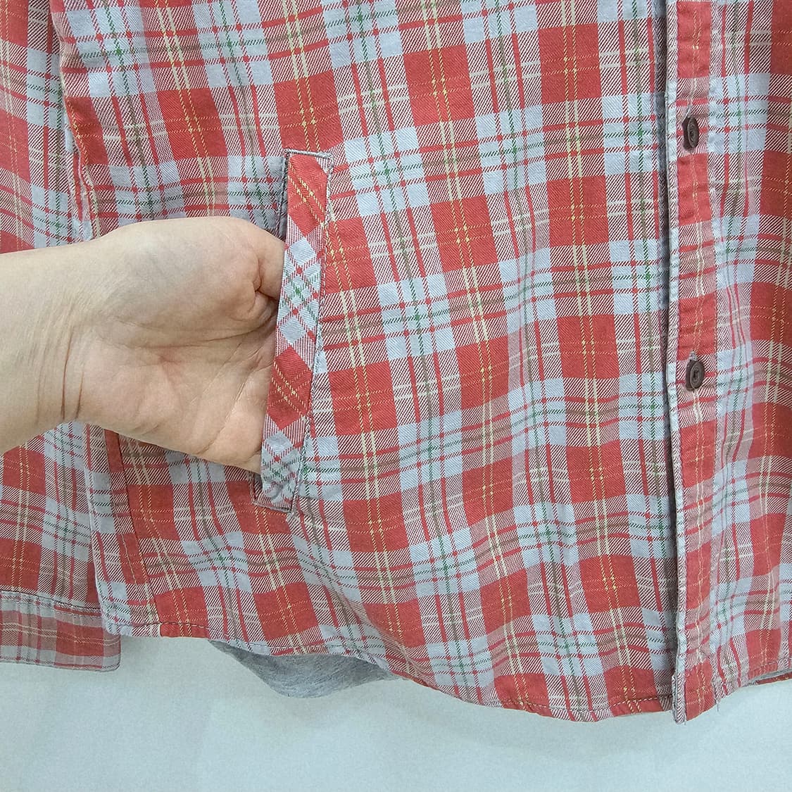 GLOBAL WORK 빈티지 레드 이중면 체크셔츠  상품이미지6