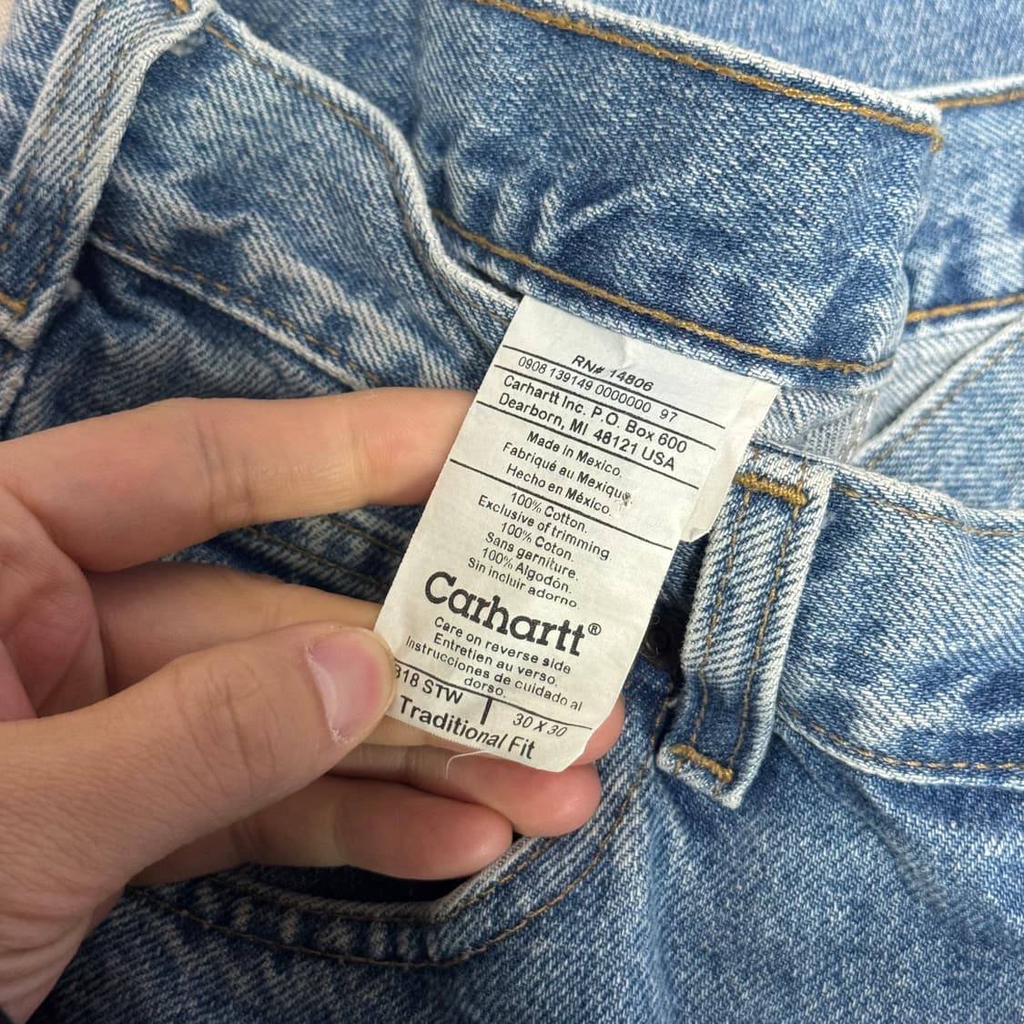 칼하트 빈티지 중청 데님팬츠 30 상품이미지7
