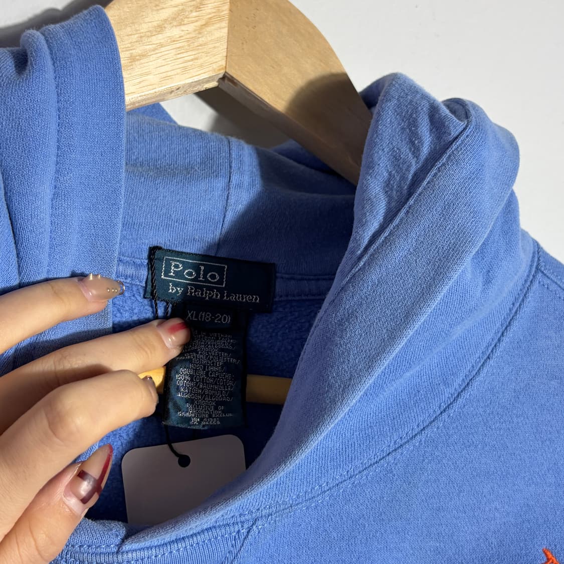 폴로 오렌지 로고 스카이블루 후드티 (무료배송) 상품이미지2