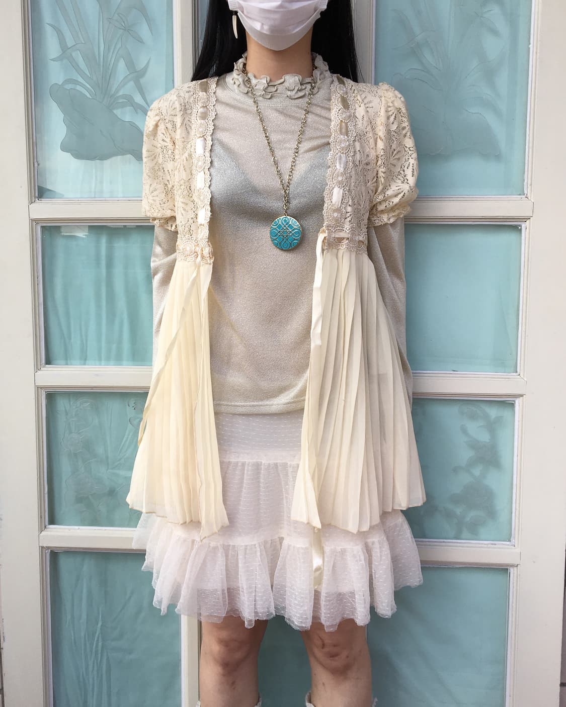 Pleats layer lace cardigan 상품이미지6