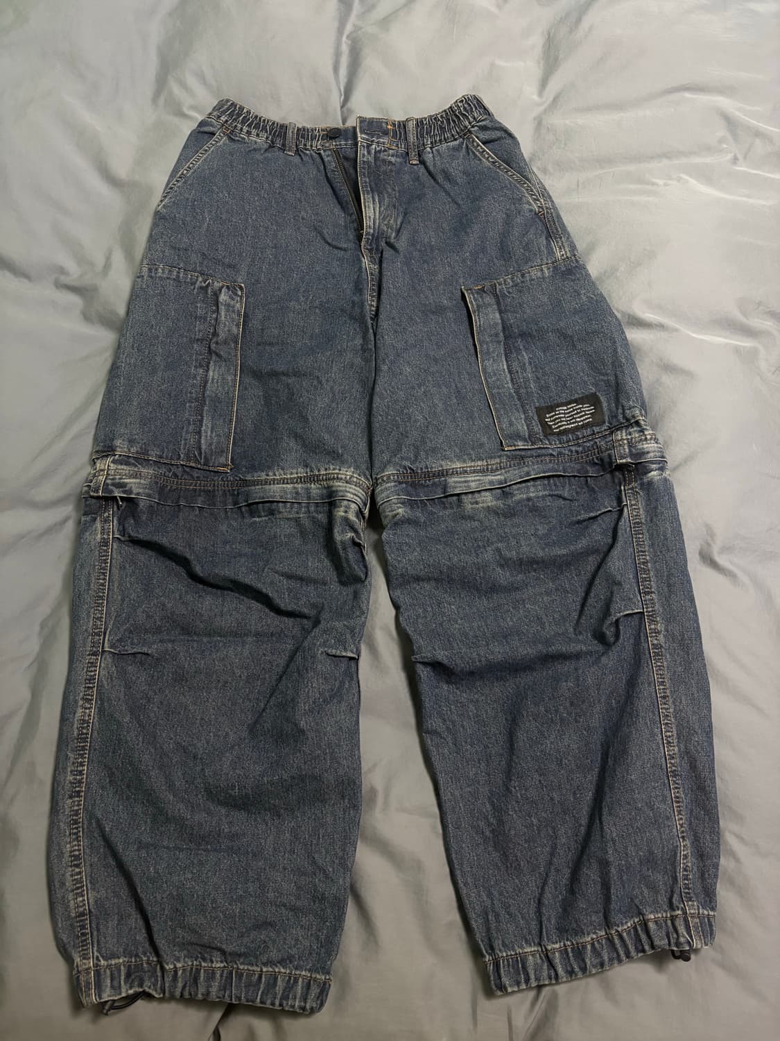 지유 X 언더커버 데님 컨버터블 와이드 카고 팬츠 블루 상품이미지2