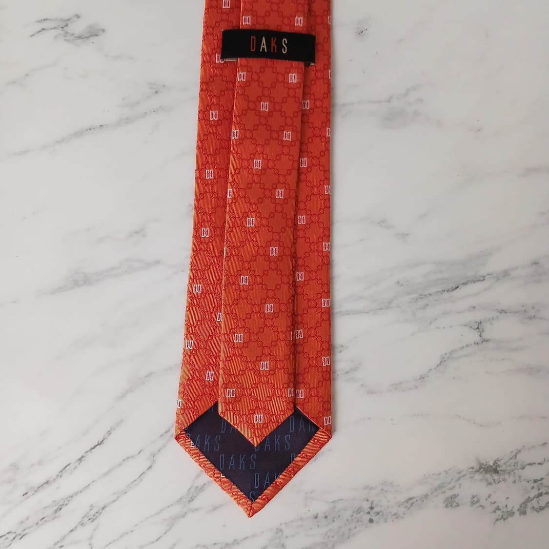 DAKS 닥스 넥타이 오렌지 로고 패턴 S~A+등급 E897 상품이미지8