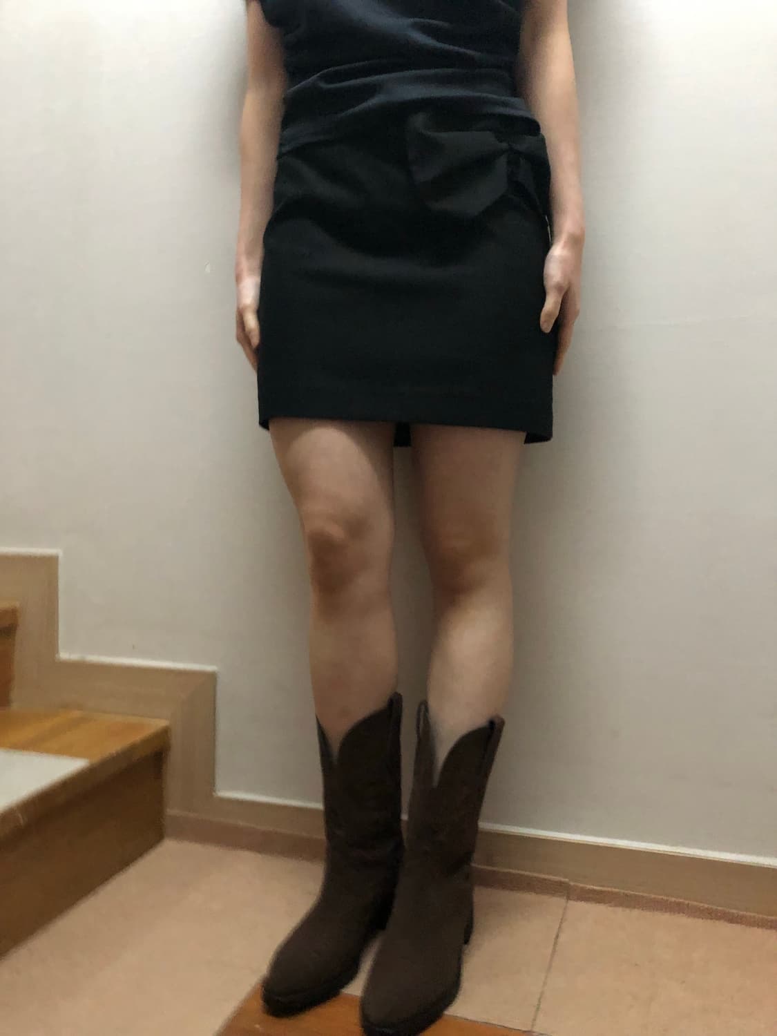 빈티지 블랙 리본 미니 스커트 상품이미지5