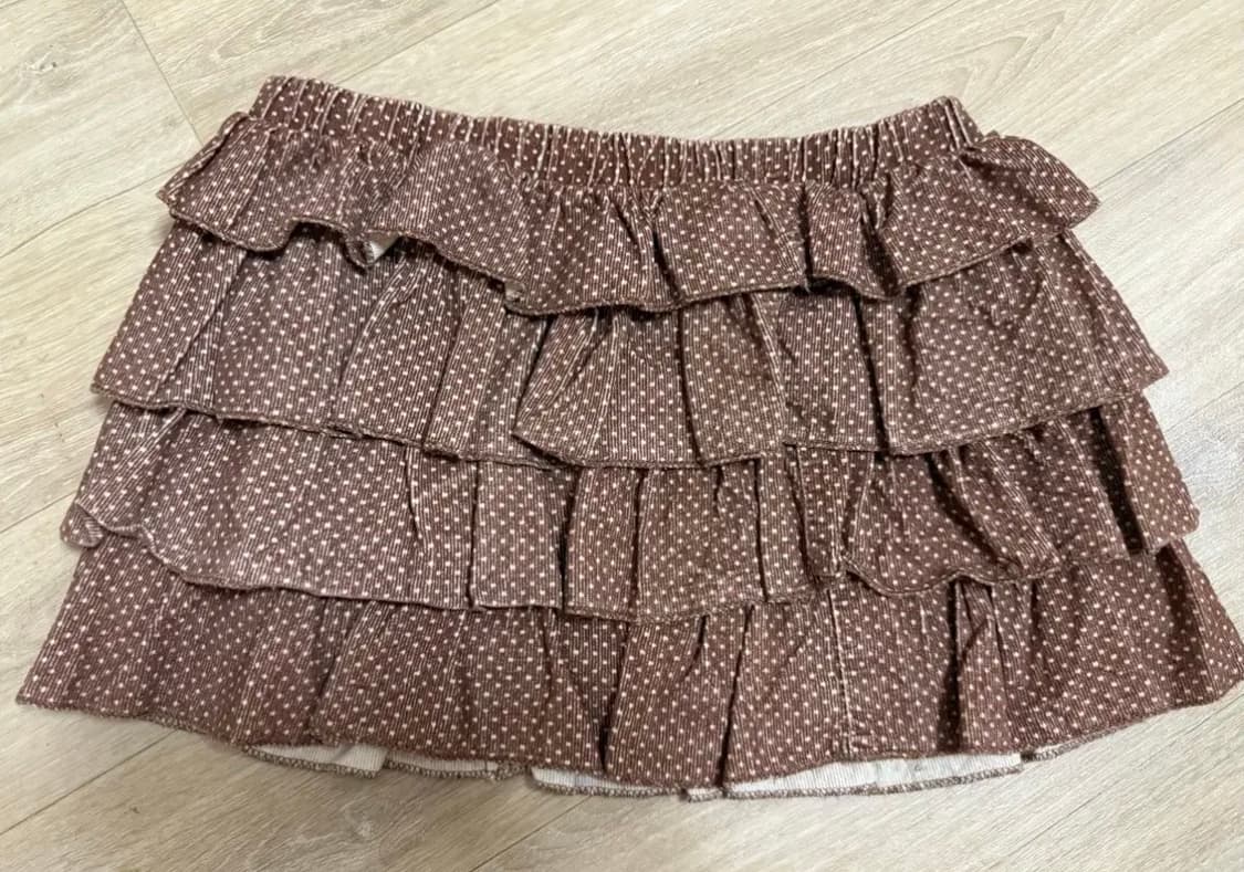 일본 빈티지 갈색 도트 캉캉치마 상품이미지2
