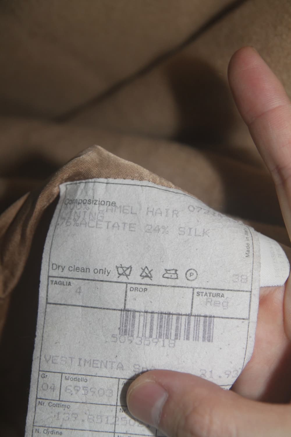 90s 조리지오 아르마니 카멜 헤어 케이프 자켓 상품이미지7
